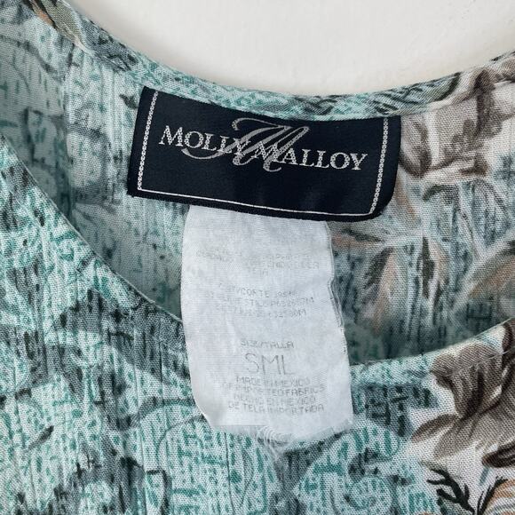 Vintage Molly Malloy Floral Midi Dress‎ Turquoise Cottagecore Grannycore Small - Picture 3 of 9